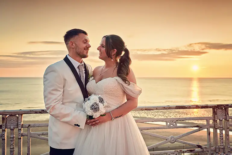 Bride and groom sharing first look